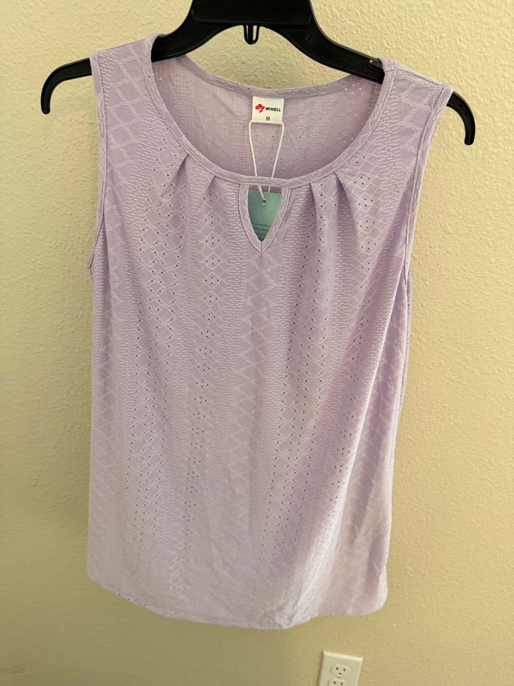 Lavender Sleeveless Eyelet Knit Top #337‎